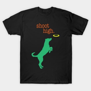 Dog Jumping Hgh for a Frisbee T-Shirt